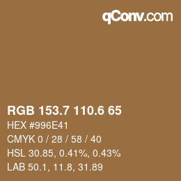 カラーコード: RGB 153.7 110.6 65 | qconv.com