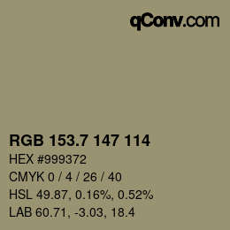 カラーコード: RGB 153.7 147 114 | qconv.com