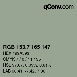 カラーコード: RGB 153.7 165 147 | qconv.com