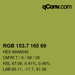 カラーコード: RGB 153.7 165 69 | qconv.com
