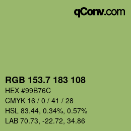 カラーコード: RGB 153.7 183 108 | qconv.com