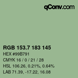 カラーコード: RGB 153.7 183 145 | qconv.com