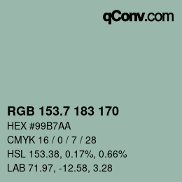 カラーコード: RGB 153.7 183 170 | qconv.com