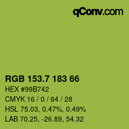 カラーコード: RGB 153.7 183 66 | qconv.com