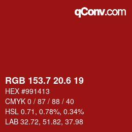 カラーコード: RGB 153.7 20.6 19 | qconv.com