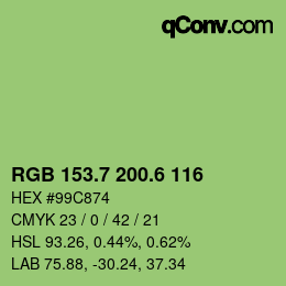 カラーコード: RGB 153.7 200.6 116 | qconv.com