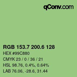 カラーコード: RGB 153.7 200.6 128 | qconv.com