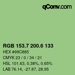 カラーコード: RGB 153.7 200.6 133 | qconv.com
