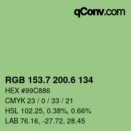 カラーコード: RGB 153.7 200.6 134 | qconv.com