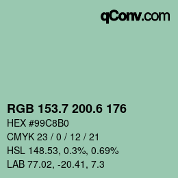 カラーコード: RGB 153.7 200.6 176 | qconv.com