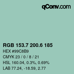 カラーコード: RGB 153.7 200.6 185 | qconv.com