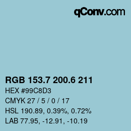 カラーコード: RGB 153.7 200.6 211 | qconv.com