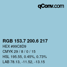 カラーコード: RGB 153.7 200.6 217 | qconv.com