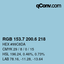 カラーコード: RGB 153.7 200.6 218 | qconv.com