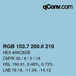 カラーコード: RGB 153.7 200.6 219 | qconv.com