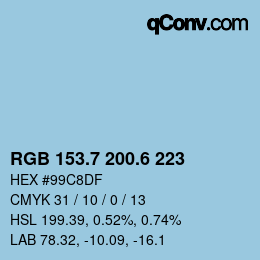 カラーコード: RGB 153.7 200.6 223 | qconv.com