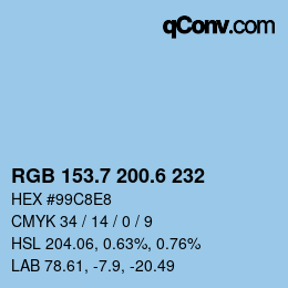 カラーコード: RGB 153.7 200.6 232 | qconv.com