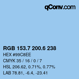 カラーコード: RGB 153.7 200.6 238 | qconv.com