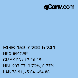 カラーコード: RGB 153.7 200.6 241 | qconv.com