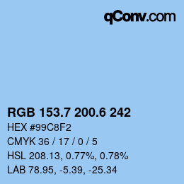 カラーコード: RGB 153.7 200.6 242 | qconv.com