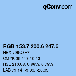 カラーコード: RGB 153.7 200.6 247.6 | qconv.com