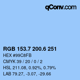 カラーコード: RGB 153.7 200.6 251 | qconv.com
