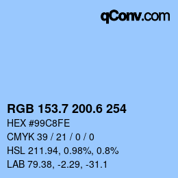 カラーコード: RGB 153.7 200.6 254 | qconv.com