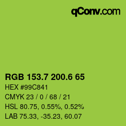カラーコード: RGB 153.7 200.6 65 | qconv.com