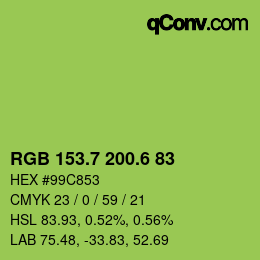 カラーコード: RGB 153.7 200.6 83 | qconv.com