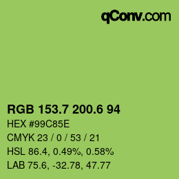 カラーコード: RGB 153.7 200.6 94 | qconv.com