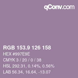 Color code: RGB 153.9 126 158 | qconv.com
