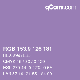 カラーコード: RGB 153.9 126 181 | qconv.com