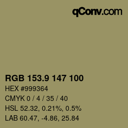 カラーコード: RGB 153.9 147 100 | qconv.com