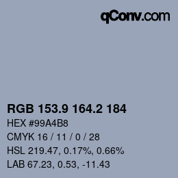 Color code: RGB 153.9 164.2 184 | qconv.com