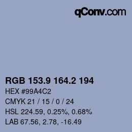Color code: RGB 153.9 164.2 194 | qconv.com