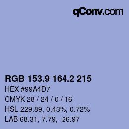 カラーコード: RGB 153.9 164.2 215 | qconv.com
