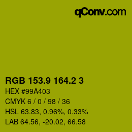 カラーコード: RGB 153.9 164.2 3 | qconv.com