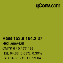 カラーコード: RGB 153.9 164.2 37 | qconv.com