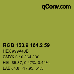 カラーコード: RGB 153.9 164.2 59 | qconv.com