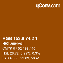 Color code: RGB 153.9 74.2 1 | qconv.com