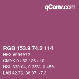 カラーコード: RGB 153.9 74.2 114 | qconv.com