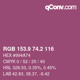 カラーコード: RGB 153.9 74.2 116 | qconv.com