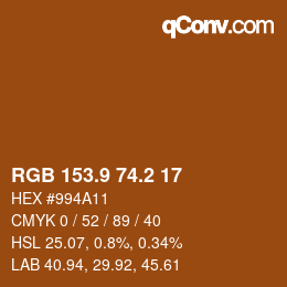 カラーコード: RGB 153.9 74.2 17 | qconv.com