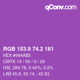 カラーコード: RGB 153.9 74.2 181 | qconv.com