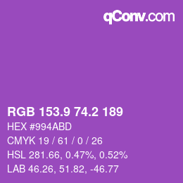カラーコード: RGB 153.9 74.2 189 | qconv.com
