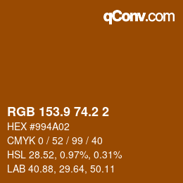 カラーコード: RGB 153.9 74.2 2 | qconv.com