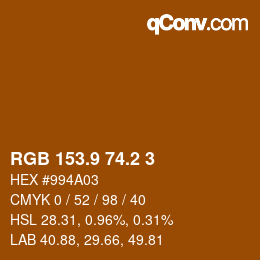カラーコード: RGB 153.9 74.2 3 | qconv.com
