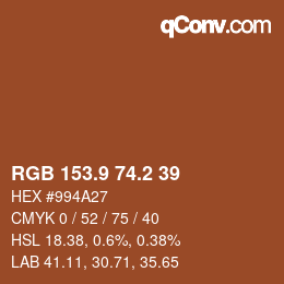 Color code: RGB 153.9 74.2 39 | qconv.com