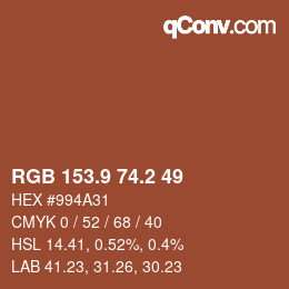 Color code: RGB 153.9 74.2 49 | qconv.com