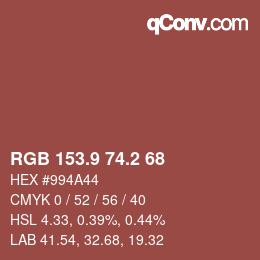 Color code: RGB 153.9 74.2 68 | qconv.com